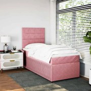 vidaXL Cama com molas/colchão 90x190 cm veludo rosa