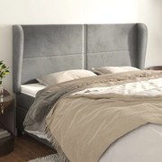 vidaXL Cabeceira cama c/ abas veludo 183x23x118/128 cm cinzento-claro