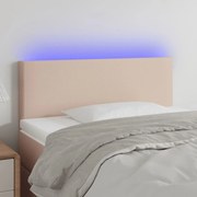 vidaXL Cabeceira cama c/ LED couro artificial 90x5x78/88 cm cappuccino