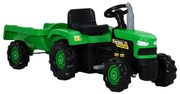 vidaXL Trator de pedais infantil com reboque verde e preto