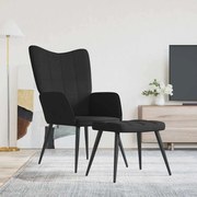 vidaXL Cadeira de descanso com banco tecido preto