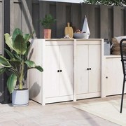 vidaXL Portas cozinha p/ exterior 2 pcs 50x9x82 cm pinho maciço branco