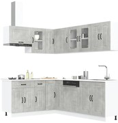 vidaXL 11 peças armário de cozinha conjunto Kalmar concreto cinza