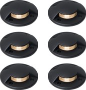 Conjunto de 6 Spots de Solo Modernos Preto GU10 50mm Efeito de 2 Luzes IP65 - Cellar