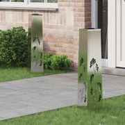 vidaXL Luz Solar LED de Caminho 2 pcs Prateado Aço Galvanizado