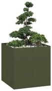 vidaXL Vaso floreira 80x80x80 cm aço verde azeitona