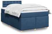 Cama boxspring com colchão 120x190 cm tecido azul