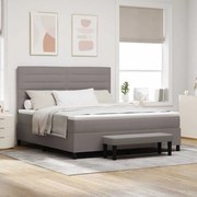 vidaXL Cama Box Spring com Colchão e Banco Cinza 180x200 cm Tecido