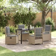 vidaXL Conjunto de jantar de jardim 5 peças bege em polyrattan.