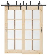 vidaXL Kit de ferragens para porta deslizante 200 cm aço preto