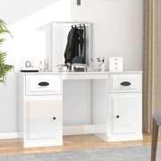vidaXL Toucador com espelho 130x50x132,5 cm branco brilhante