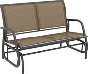 Outsunny Banco de Balanço 2 Lugares para Jardim em Metal e Texteline, 120x70x85 cm, Castanho Claro | Aosom Portugal
