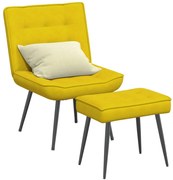 vidaXL Cadeira de relaxamento com banco em veludo amarelo