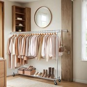 Guarda roupa 45 x (160-200) x 161,5 cm com rodas de cor prateada