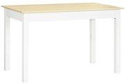 HOMCOM Mesa de Sala de Jantar de Madeira Retangular para 4-6 Pessoas Estilo Moderno 119x70x76 cm Carvalho e Branco | Aosom Portugal