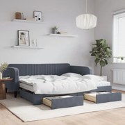 vidaXL Sofá-cama c/ gavetão e gavetas 100x200cm veludo cinzento-escuro