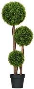 HOMCOM Árvore artificial de buxo com 3 bolas de folhas de bambu vaso incluído interior e exterior altura 110 cm verde | Aosom Portugal
