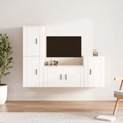 vidaXL 4 pcs conjunto móveis de TV madeira processada branco brilhante