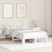 vidaXL Estrutura de Cama de Madeira de Pinho Branca Madeira de Pinho Sólido