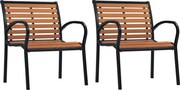vidaXL Cadeiras de jardim 2 pcs aço e WPC preto e castanho