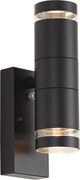 Candeeiro de Parede Exterior Moderno Preto 2-Luzes IP44 com Sensor Crepuscular - Dubbla
