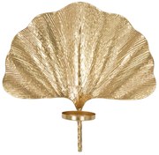 Castiçal de Parede "Glam Leaf" em Metal Dourado – 41x11,5x40 cm