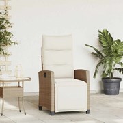vidaXL Cadeira de jardim reclinável com mesa de apoio vime PE bege