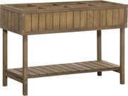 Outsunny Jardineira Elevada 8 Compartimentos com Irrigação e Prateleira 110x46x76 cm Castanho | Aosom Portugal