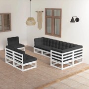 vidaXL 8 pcs conjunto lounge de jardim c/ almofadões pinho maciço