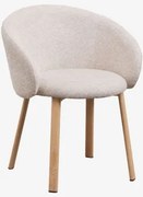 Cadeira De Jantar Estofada Nairea Madeira Natural & Bouclé Creme Bege - Sklum