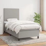vidaXL Cama com molas/colchão 90x190 cm tecido cinzento-claro