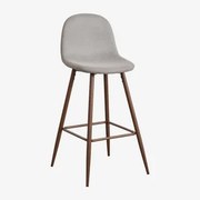 Pacote De 2 Bancos Altos Glamm Cinza Concreto & ↑75 Cm & Madeira Escura - Sklum