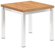vidaXL Mesa de apoio jardim 45x45x38 cm teca maciça/aço inoxidável
