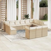 vidaXL 13 pcs conjunto de sofás p/ jardim com almofadões vime PE bege