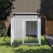 vidaXL Casota para cães com corredor cinza claro 110x201x110 cm aço galvanizado