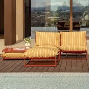 Conjunto De Jardim Amaro Com Sofá Modular De 2 Peças, Mesa Lateral E Pufe Conversível Amarelo Mel - Vermelho Argila - Sklum