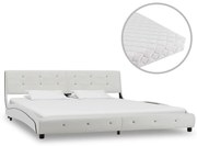 Cama com colchão 180x200 cm couro artificial branco