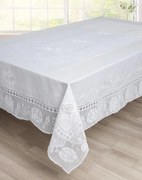 170x270 cm - Toalha de mesa de linho bordada C/ crochê a mão