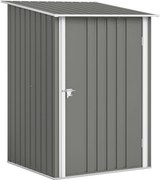 Outsunny Caseta de Jardim 0.92m² em Aço Galvanizado, Abrigo para Ferramentas com Porta Batente Trancável, Telhado Inclinado, 100x104x160 cm, Cinzento | Aosom Portugal