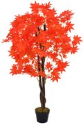 vidaXL Planta bordo artificial com vaso vermelho 120 cm