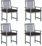 vidaXL Cadeiras de jardim com almofadões 4 pcs acácia maciça cinza