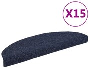 vidaXL Tapetes de escada autoadesivos 15 peças 65x21x4 cm azul semicircular grande