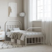 Estrutura de cama com cabeceira e pés 90x190 cm metal branco