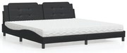 vidaXL Cama com colchão Zadar 200x200 cm couro artificial preto