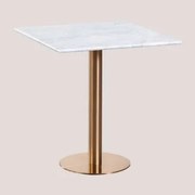 Mesa De Bar Quadrada Em Mármore Cosmopolitan Branco & ↔︎ 70 Cm & Oro Rosa - Sklum