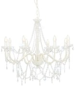 Lustre com contas lâmpadas 8 x E14 branco