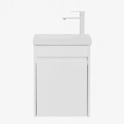 Conjunto De Móvel De Casa De Banho Suspenso Em Madeira Com Lavatório Integrado Narek Branco & Sem Espelho & Branco ↑20 Cm - Sklum