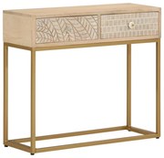 vidaXL Mesa consola 90x30x76 cm madeira de mangueira maciça e ferro