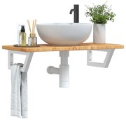 vidaXL Prateleira de parede p/ lavatório aço/madeira carvalho maciça