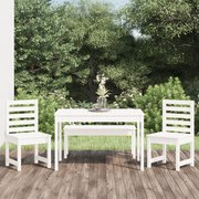 4 pcs conj. de jantar p/ jardim madeira de pinho maciça branco